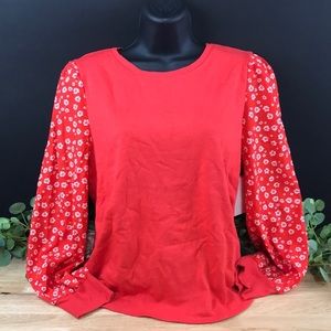 Riley & Rae Reagan Printed-Sleeve Sweater